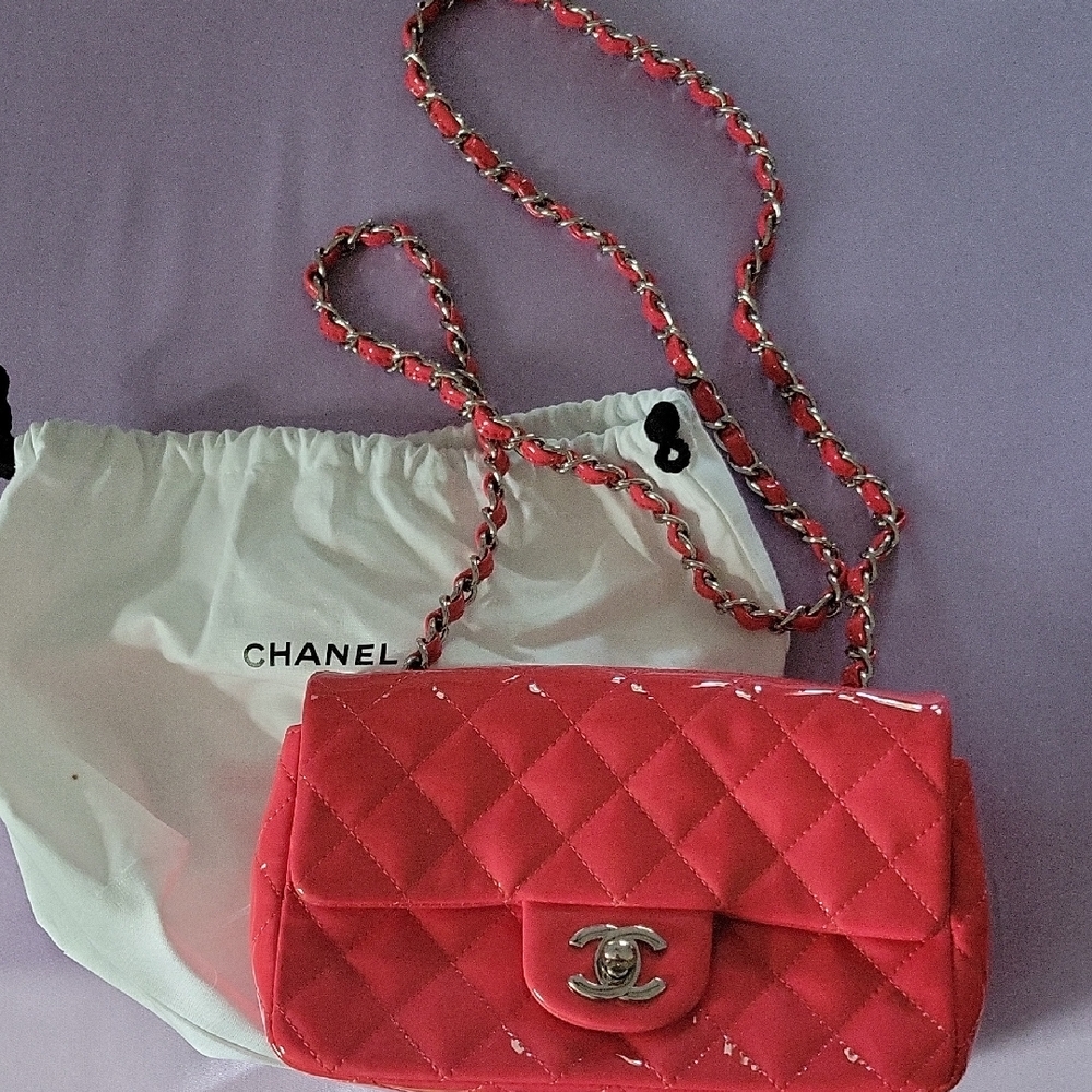 Chanel Mini Pink Red Quilted  Crossbody Bag